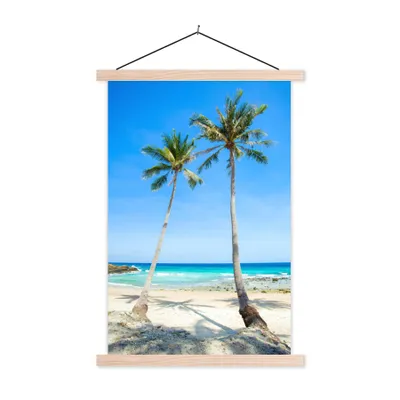 Produktbild von MuchoWow® Textilposter Palme - Sommer - Tropisch 60x90 cm mit holzfarbenen Rahmen - Textil