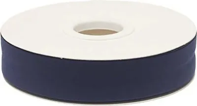 Produktbild von 20m Schrägband PolyBaumwolle unifarben 20mm breit gefalzt Einfassband Farbwahl, Farbe:nachtblau