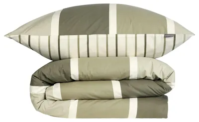 Produktbild von SCHIESSER Bettwäscheset Brody | Renforcé | 2-teilig | Streifenmuster | 100% Baumwolle | Weich und glatt | YKK-Reißverschluss | 135x200 cm + 80x80 cm | Grün
