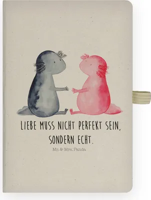 Produktbild von Mr. & Mrs. Panda Tagebuch Axolotl Liebe - Transparent - Geschenk, Valentinstag, notizbuch, Notizheft, Kladde, Journal, Skizzenbuch