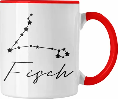 Produktbild von Trendation - Fisch Sternzeichen Tasse Geschenk Horoskop Tierkreiszeichen (Rot)