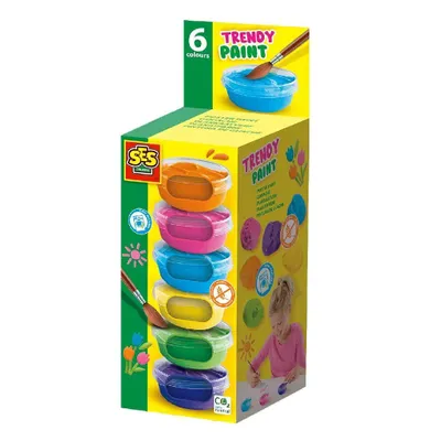 Produktbild von SES Creative Plakatfarbe Trendy (6x45ml), Blau, Grün, Orange, Pink, Violett, Gelb, Plakatfarbe, Paste, 45 ml, 6 Stück(e)