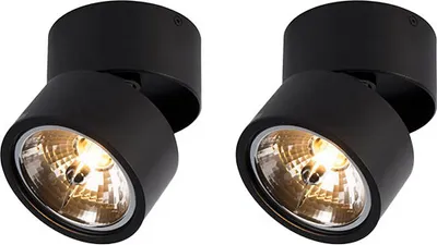Produktbild von QAZQA - Industrie I Vintage I Set mit 2 modernen Scheinwerfern schwarz verstellbar - Go Nine Tubo I Wohnzimmer I Schlafzimmer - Stahl Rund - LED geeignet G9