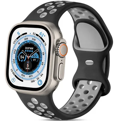 Produktbild von Strap-It Apple Watch Ultra Armband Sport (Schwarz/Grau)