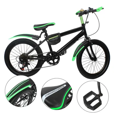 Produktbild von 20 Zoll Mountainbike Doppelscheibenbremse Fahrrad Hartstahl Cityfahrrad Kinderfahrrad Fahrräder für Jungen Mädchen Damen Herren Grün Schwarz
