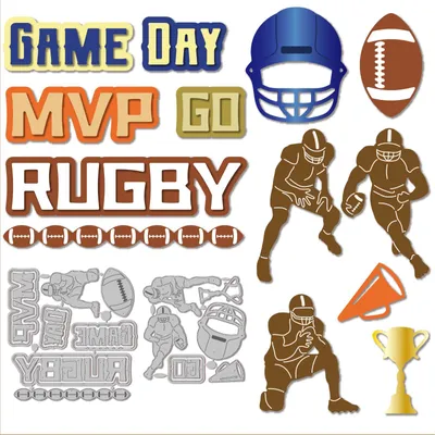 American Football Schneidematrizen, Metall, Rugby-Spieler, 2 Stück