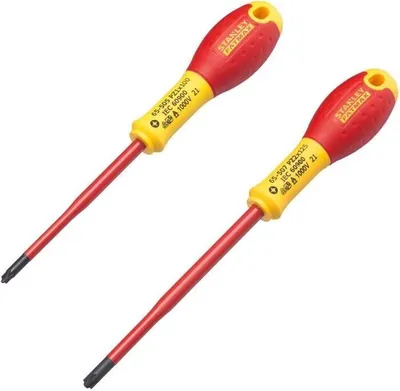 Immagine prodotto di Set di cacciaviti isolati 1000 V, Stanley Fatmax, 2 pezzi, PZ1x100 + PZ2x125, per lavori elettrici