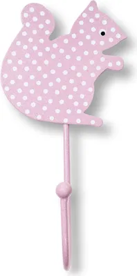 Produktbild von Kinderhaken Eichhörnchen Punkte rosa