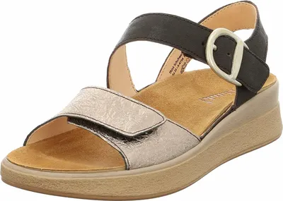 Produktbild von Damen Keilsandalen aus Leder mit verstellbarem Klettverschluss und rutschfester Sohle