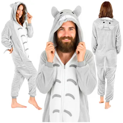Obrázok produktu pre Pánsky teplý zimný overal Totoro kigurumi s dlhými rukávmi S