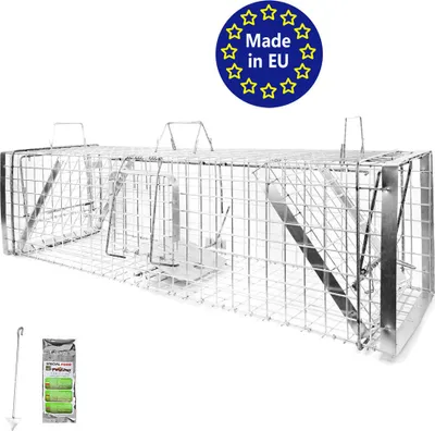 Produktbild von Petigi Tierfalle Lebendfalle für kleine bis mittelgroße Tiere wie Maus, Katze, Marder, Fuchs, Otter, Kaninchen, Modell: , Größe / Modell:Heavy 3 (120 x 34 x 34 cm)