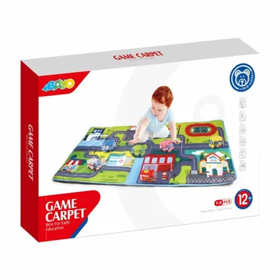 Produktbild von City Spielmatte Stadtteppich 80x158 cm für Kinder ab 12 Monaten mit 6 Kissenautos