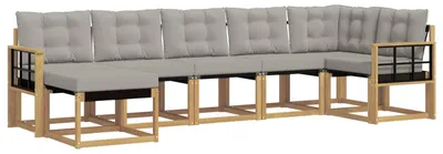 Produktbild von vidaXL Outdoor-Sofagarnitur mit Kissen 7 pcs Weiß und Hellgrau