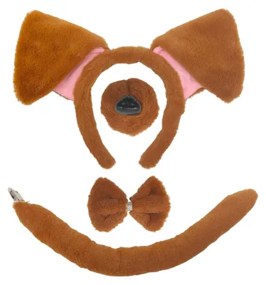 Puppy-Kostüm-Set, 4-teilig, mit Ohren, Fliege, Schwanz, Nase
