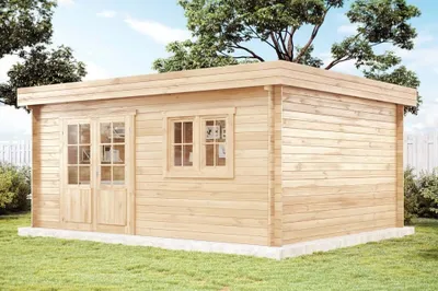 Produktbild von Alpholz Gartenhaus Spree-28 B aus Holz 520x420cm mit 28 mm Wandstärke in Naturbelassen