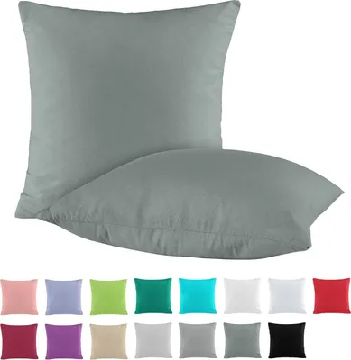 Productafbeelding van Renforcé katoenen kussensloop, 80 x 80 cm, kussenslopen van 100% katoen, kussenhoezen in antraciet