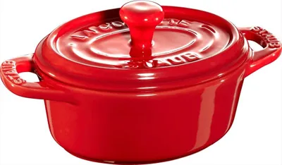 Image de STAUB Mini-Cocotte Keramik, oval, mit Deckel, Inhalt: 0,20 Liter, kirschrot