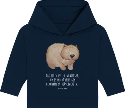 Produktbild von Mr. & Mrs. Panda Organic Baby Hoodie Wombat 24. - 36. Monat - French Navy - Geschenk, Lustige Sprüche, Motivation, Australien, Kapuzenshirt, Das Leben Ist schön, Spruch