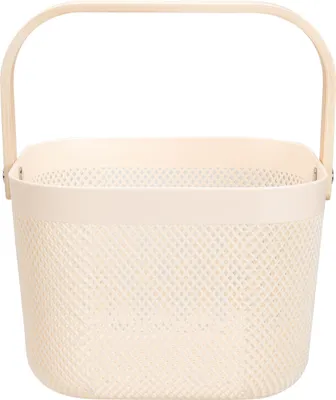 Image de Panier de rangement avec poignée en bambou, 24 cm, blanc, H&L