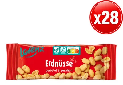 Image de Cacahuètes Lorenz grillées et salées Peanuts classiques 40g paquet de 28