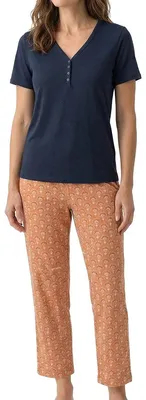 Produktbild von Schiesser Mix & Relax Schlafanzug Set aus Henley T-Shirt und 3/4-Hose, Weicher, elastischer Single Jersey, Hoher Tragekomfort