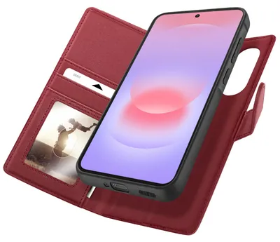 Immagine prodotto di Mayaxess, custodia portafoglio per Samsung Galaxy A37, con protezione RFID e custodia protettiva removibile, colore rosso