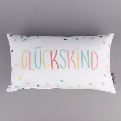 Produktbild von Magma Deko Kissen mit Aufschrift Glückskind weiß pastell 30x50cm