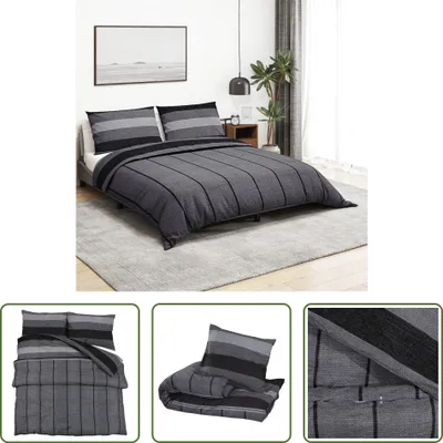 Produktbild von The Living Store Bettwäsche-Set Dunkelgrau 155x220 cm Baumwolle