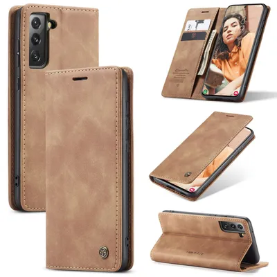 Immagine prodotto di Custodia per cellulare Samsung Galaxy S21 FE: custodia protettiva, cover a portafoglio, custodia 360°, custodia, colore marrone