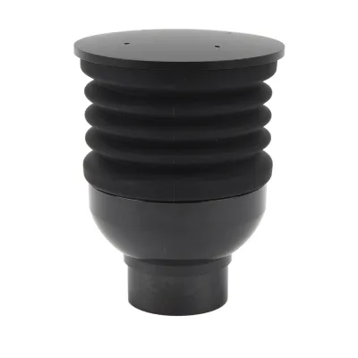 A black coffee bean container with a bellows-like middle section and a flat top.