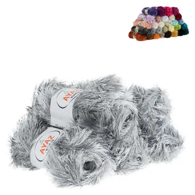 5 x 100g Strickgarn Yumos hellgrau