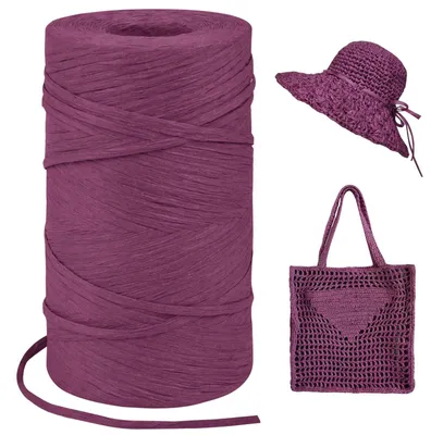 Produktbild von Raffia Garn - 3mm x 300m Bastband aus Papier - Zum Häkeln von Taschen Körben und Hüten - Dunkelrot