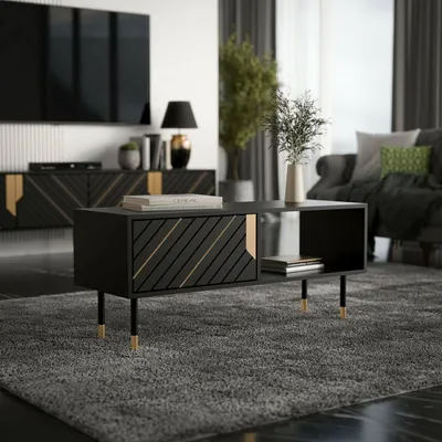 Image de Sersale - Table de Salon, 110x60x46h cm Noir, 2 Compartiments