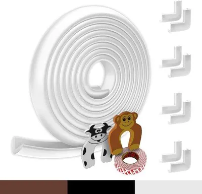 Obrázek produktu pro Pěnové ochranné rohy – černá, hnědá, bílá, rozměr 6,2 cm, 8 kusů ochranných rohů, 2 kusy ochránců proti odřeninám