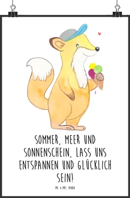 Produktbild von Mr. & Mrs. Panda Bild Sommer Meer Strand DIN A1 - Weiß - Geschenk, Wandbild, Strandurlaub, drucke, Plakat, Kuscheln, Küste, am, Geschenke, wanddeko, Wanddekoration