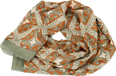Produktbild von Handbedrucktes Baumwolltuch, Indischer Blockdruck Schal - Modell 4, Uni, Braun, Baumwolle, 180*52 cm, Sarongs & Tücher