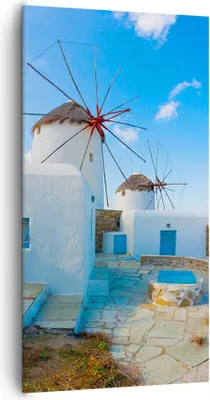 Produktbild von Bild auf Leinwand - Leinwandbild - Griechenland Insel Küste Haus - 65x120cm - Wand Bild - Wanddeko - Leinwanddruck - Bilder - Kunstdruck - Wanddekoration - Leinwand bilder - Wandkunst - PA65x120-2424