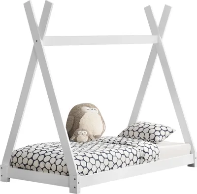 Immagine prodotto di [Letto per bambini 80x160cm bianco in design teepee in legno di pino letto per giovani letto letto in legno letto per casa