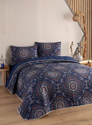 Produktbild von L'Essentiel Linge de Maison, Varak - Dark Blue, Tagesdecken, Dunkelblau, Baumwolle, 240 x 220 cm