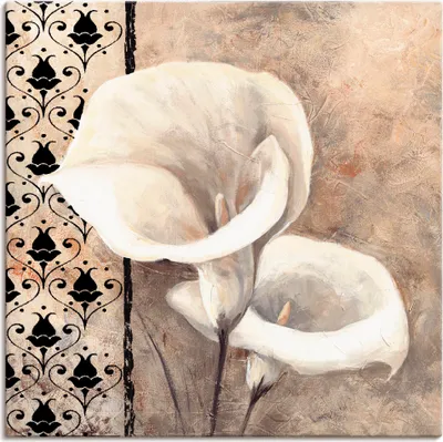 Produktbild von ARTland Leinwandbild Klassische Callas mit Ornamenten Größe: 40x40 cm