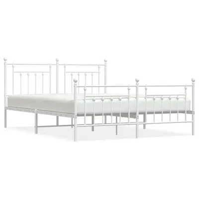 Zdjęcie produktu dla Metalowa Rama Łóżka Z Wezgłowiem I Zanóżkiem, Biała, 183X213 Cm Lumarko!