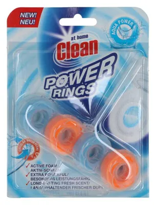 Zdjęcie produktu dla At Home, Power Rings Aqua Power, Zawieszka do WC, 40g (PRODUKT Z NIEMIEC)