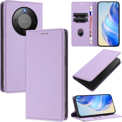 Immagine prodotto di Litchi pelle custodia del telefono cellulare per Honor X9D Portafoglio scheda slot stand funzione caso viola