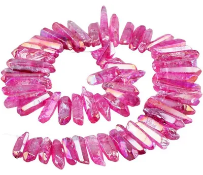 Produktbild von Kristallpunkt Perlen Strang Rosa/Lila 13mm-42mm 15 Zoll Poliert Titan Beschichtet Quarz Lose Perlen für Schmuckherstellung