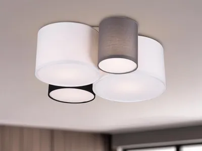 Produktbild von Deckenleuchte HOTEL 4-flammig, Stoff Lampenschirme mehrfarbig, Breite 50cm
