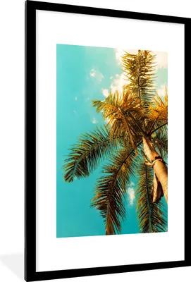 Produktbild von MuchoWow® Gerahmtes Poster Palme - Sommer - Tropisch 60x90 cm - Poster mit Schwarzem Bilderrahmen Wandposter Rahmen Foto Bilder - Dekoration - Wandposter Wohnzimmer - Hochwertig