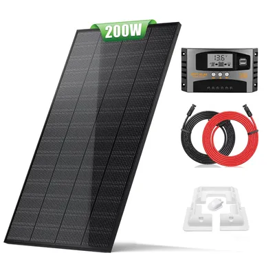 Produktbild von 200W Wohnmobil Set 12V ETFE Monokristallin Flexibles Solarpanel Solarmodul Solaranlage Komplettset Mit Montage PV Halterung für Camping
