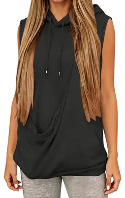 Productafbeelding van Mouwloze Hoodie - Effen - Donkergrijs