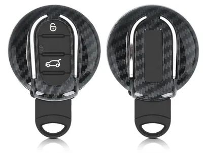 Produktbild von kwmobile Autoschlüssel Hülle kompatibel mit Mini 3-Tasten Smart Key Autoschlüssel - Hardcover Schutzhülle Schlüsselhülle Cover Carbon Schwarz