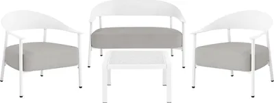 Image de Salon de jardin en métal et plastique "Céora" - 4 places - Blanc